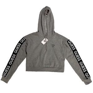 NWT GUESS JOJO LOGO HOODIE LIGHT MELANGE GREY SWEATSHIRT size Small